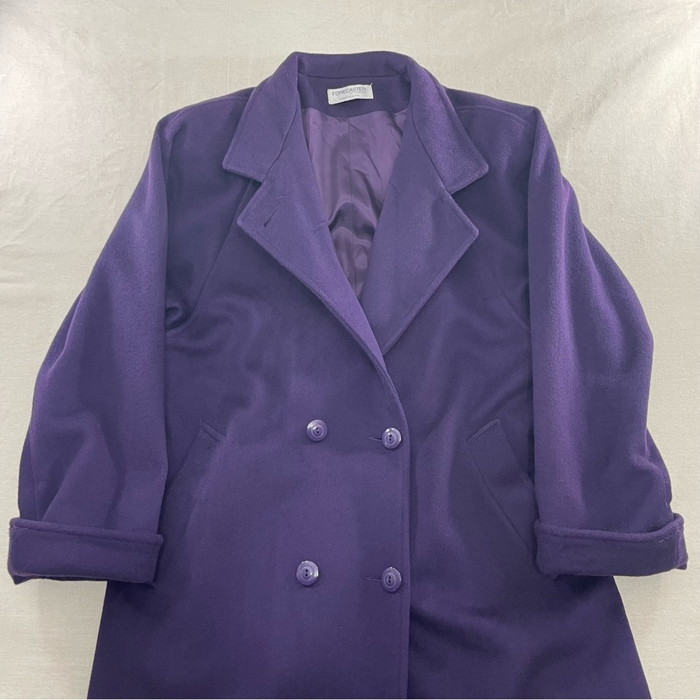 VTG Forecaster of Boston Coat Womens 9/10 Purple Wool Overcoat Lined USA Made